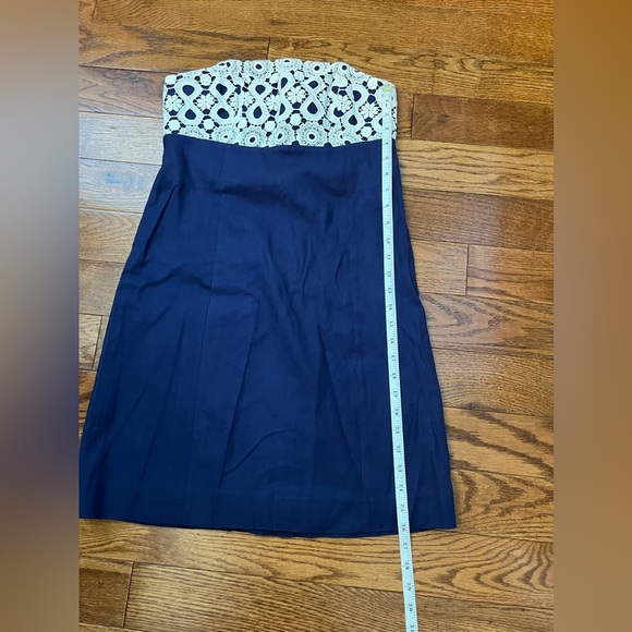 Lilly Pulitzer Betsey Navy Blue Floral Lace Applique Strapless Drees Sz 2 - Picture 8 of 8
